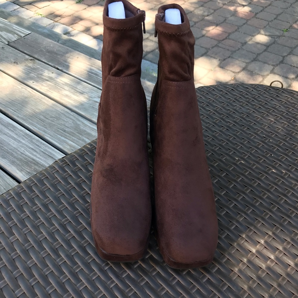 New Chocolate Brown Block Heel Platform Ankle Boots, Size 10, Women's - Picture 6 of 8